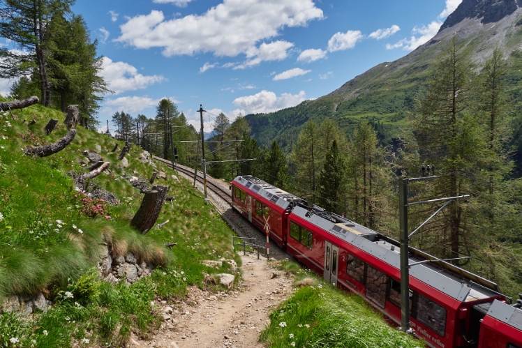 Bernina Express bei der Alp Grüm